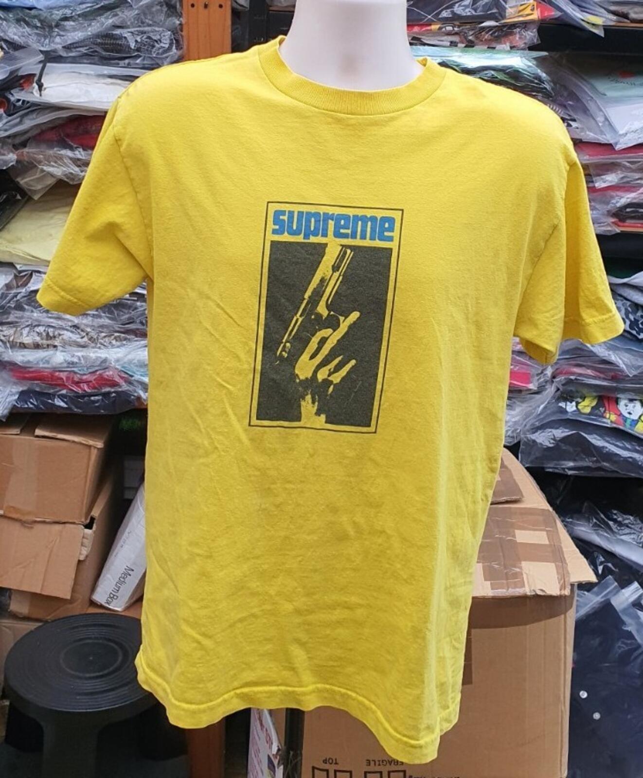 SS05 Supreme STAX Records Gun Tee Yellow Size M