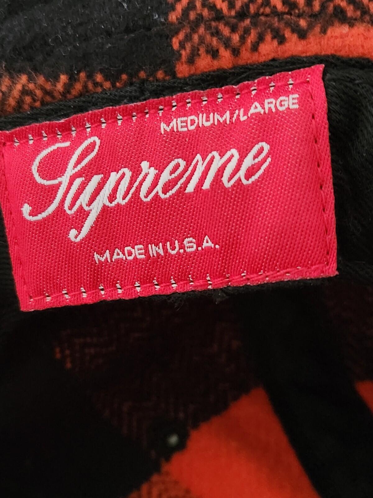 FW14 Supreme Buffalo Check Bell Hat Medium / Large Crusher Orange M / L Vintage