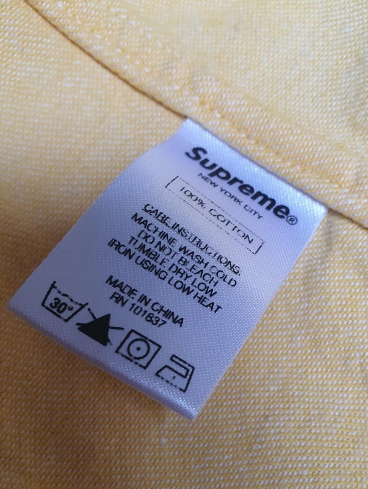 SS15 Supreme Classic logo S/S Denim Shirt Yellow Size M