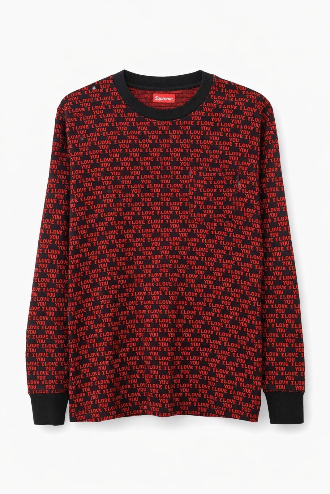 FW17 Supreme I Love You Jacquard Top Sweater Red Size M