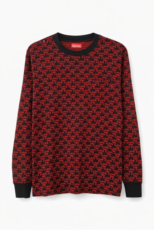 FW17 Supreme I Love You Jacquard Top Suéter Rojo Talla M