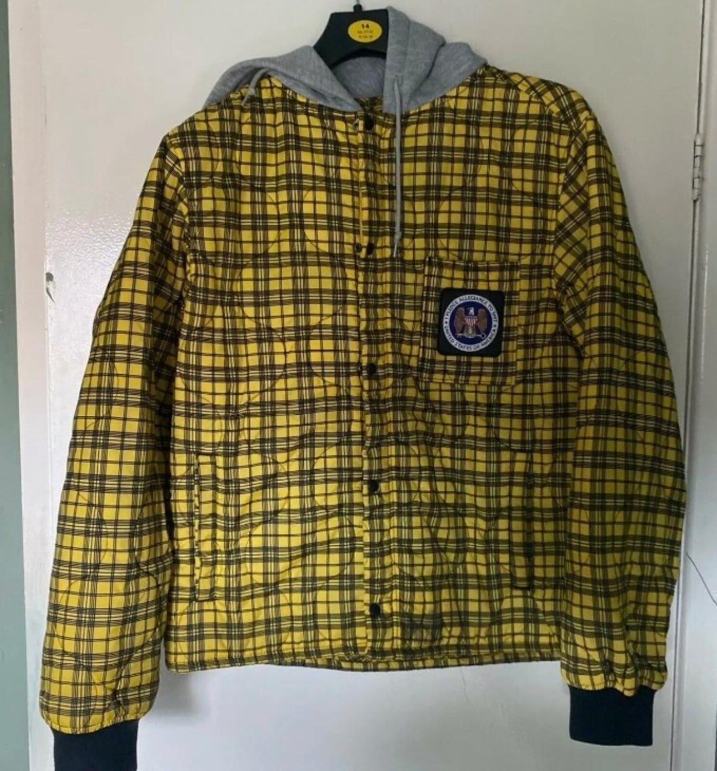 FW17 Supreme Quilted Liner Hooded Jacket Yellow Size M