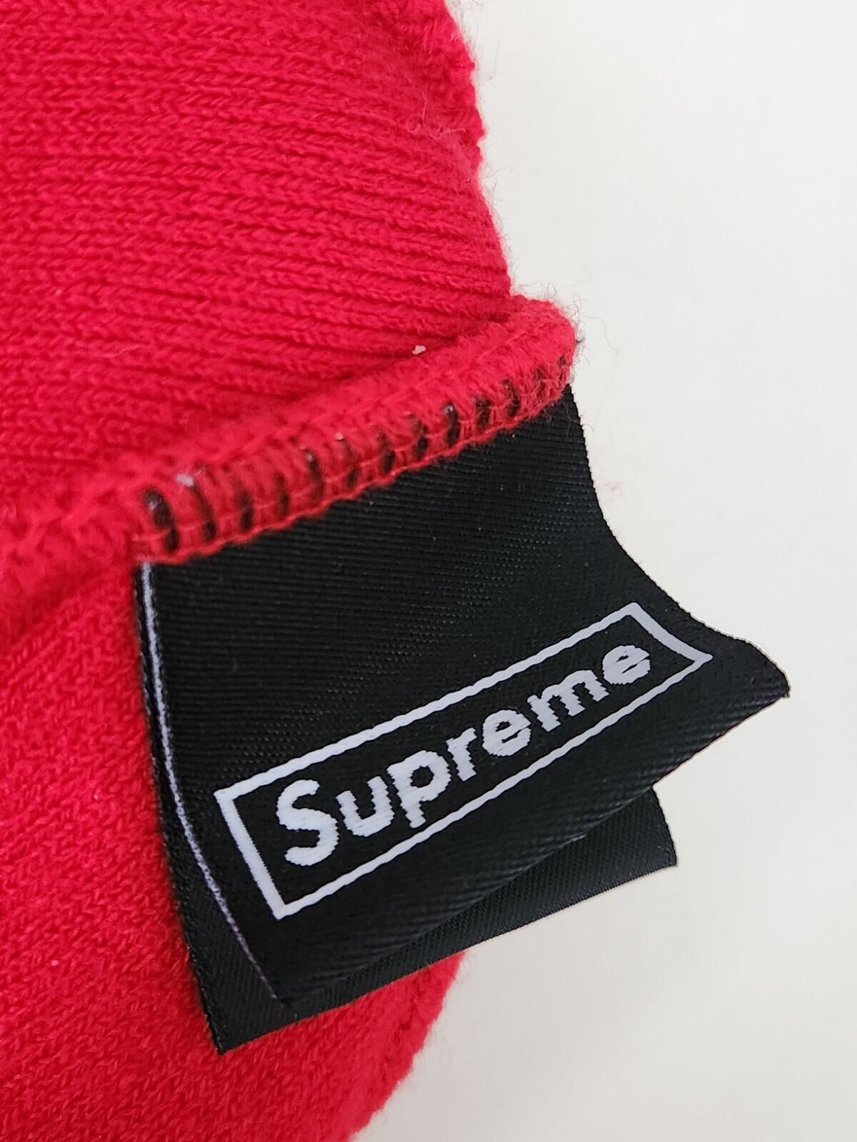FW19 Supreme x New Era Script Cuff beanie Red Small Box Logo