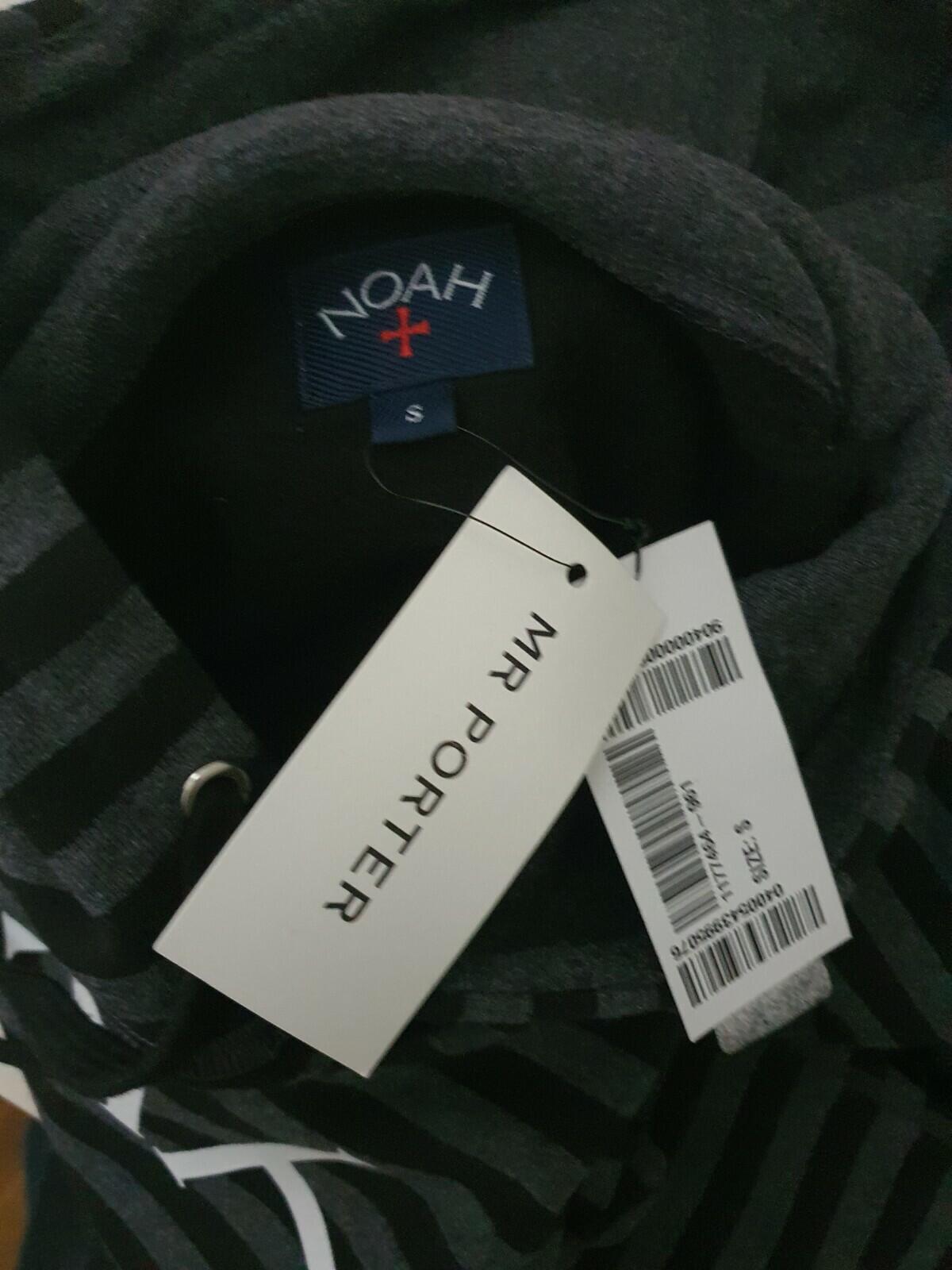 NOAH Mr. Porter Sudadera con capucha y forro polar a rayas, color negro, talla S pequeña, nueva