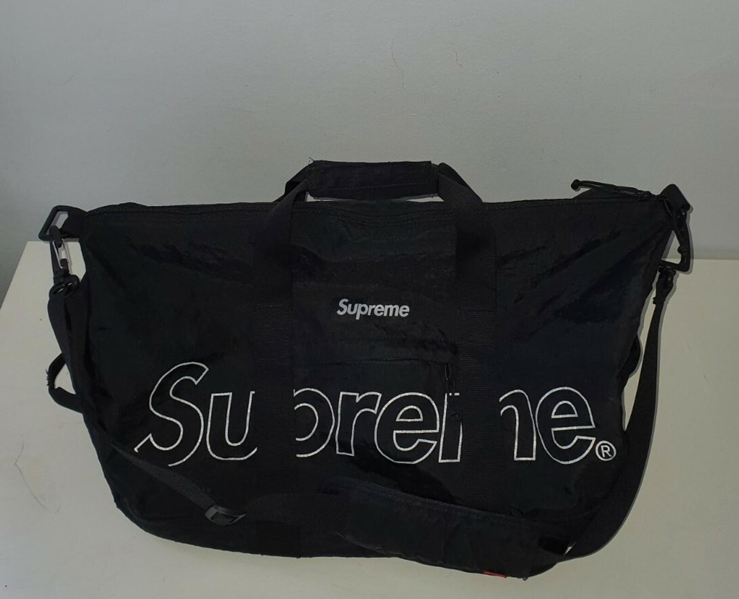 FW18 Supreme Duffle bag Water and Abrasion resistant 3M reflective logo Black