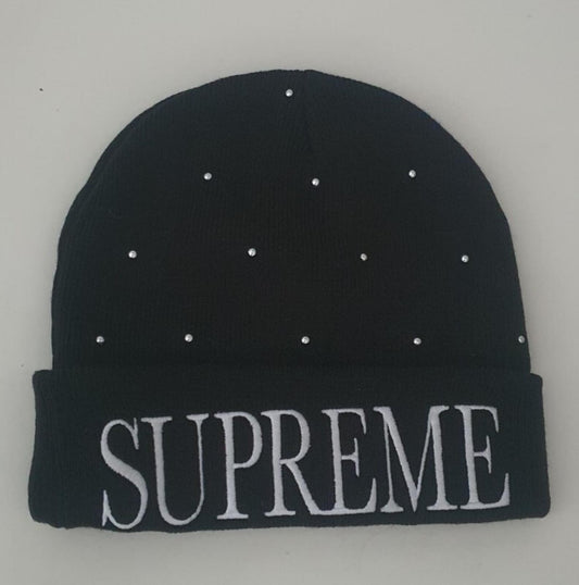 FW18 Supreme Studded Beanie Black Hat