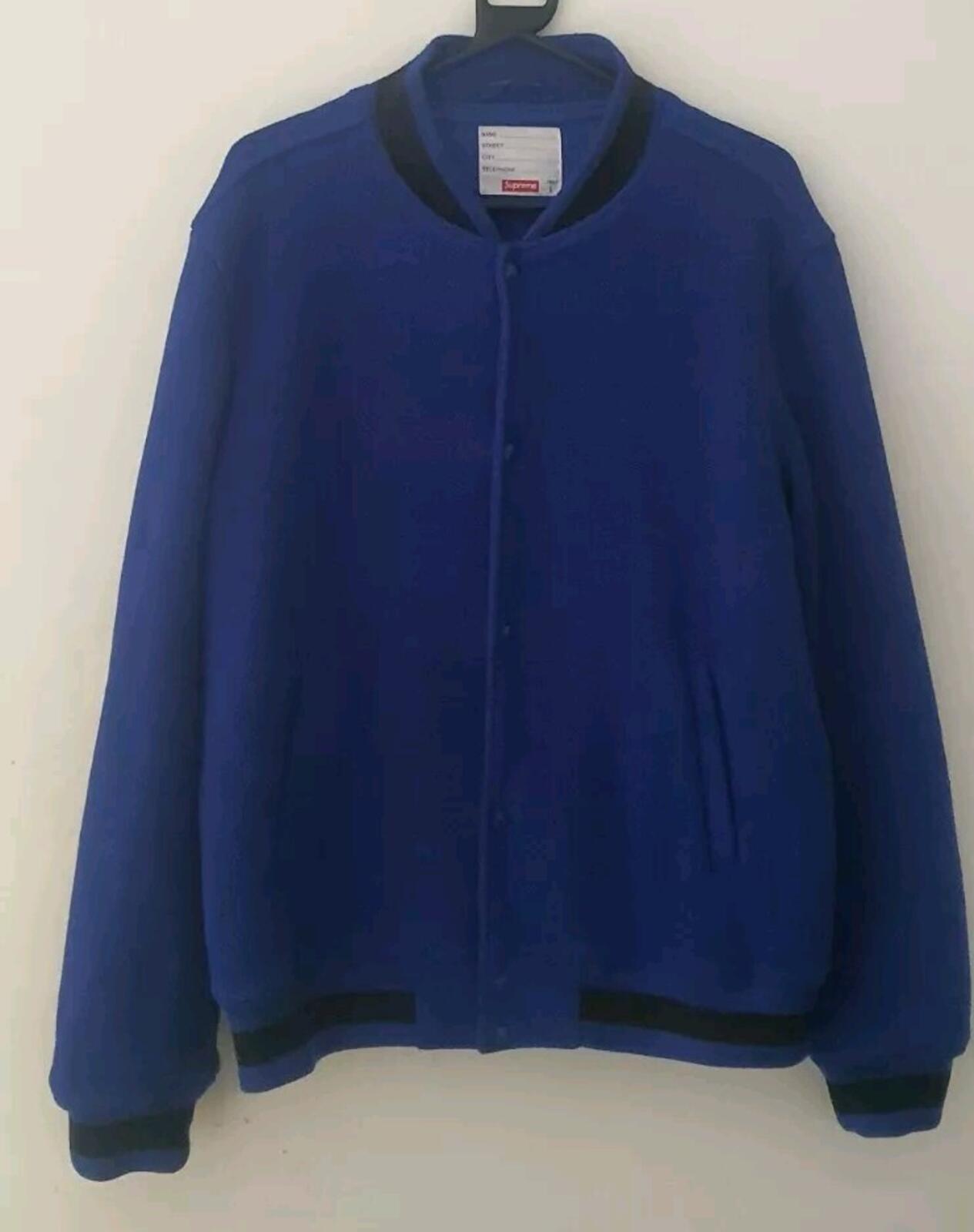 FW14 Supreme Polartec Varsity Jacket Blue Size L