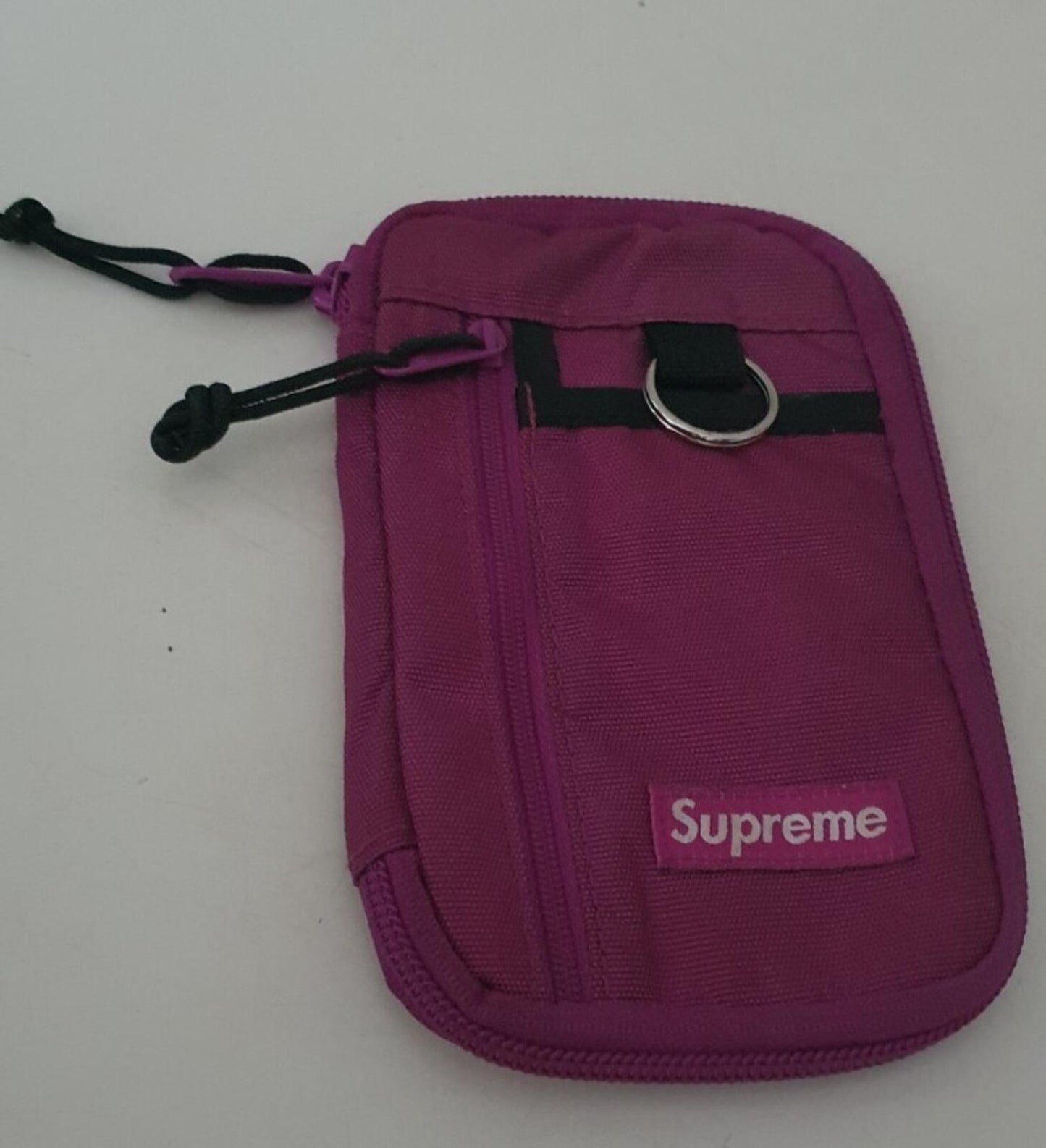 FW19 Supreme magenta small zip pouch cordura nylon bag Water resistant wallet