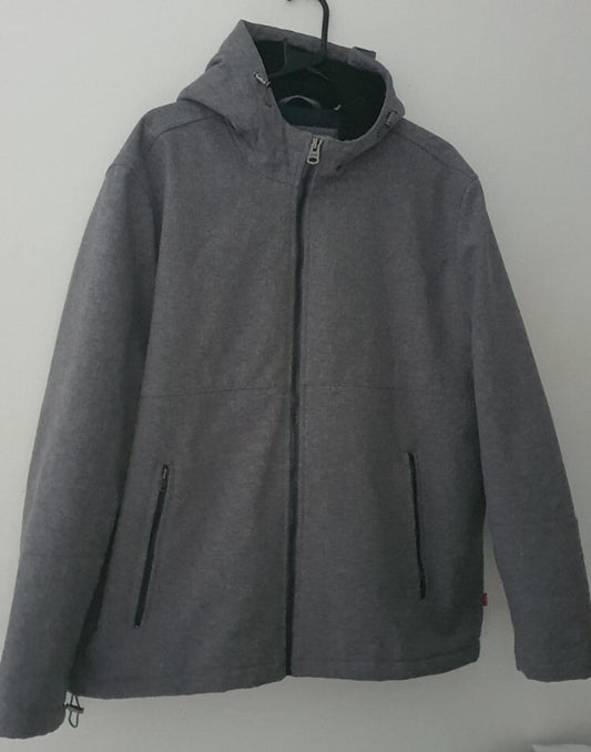 LEVI'S Soft Shell Hooded Jacket Size XL Grey