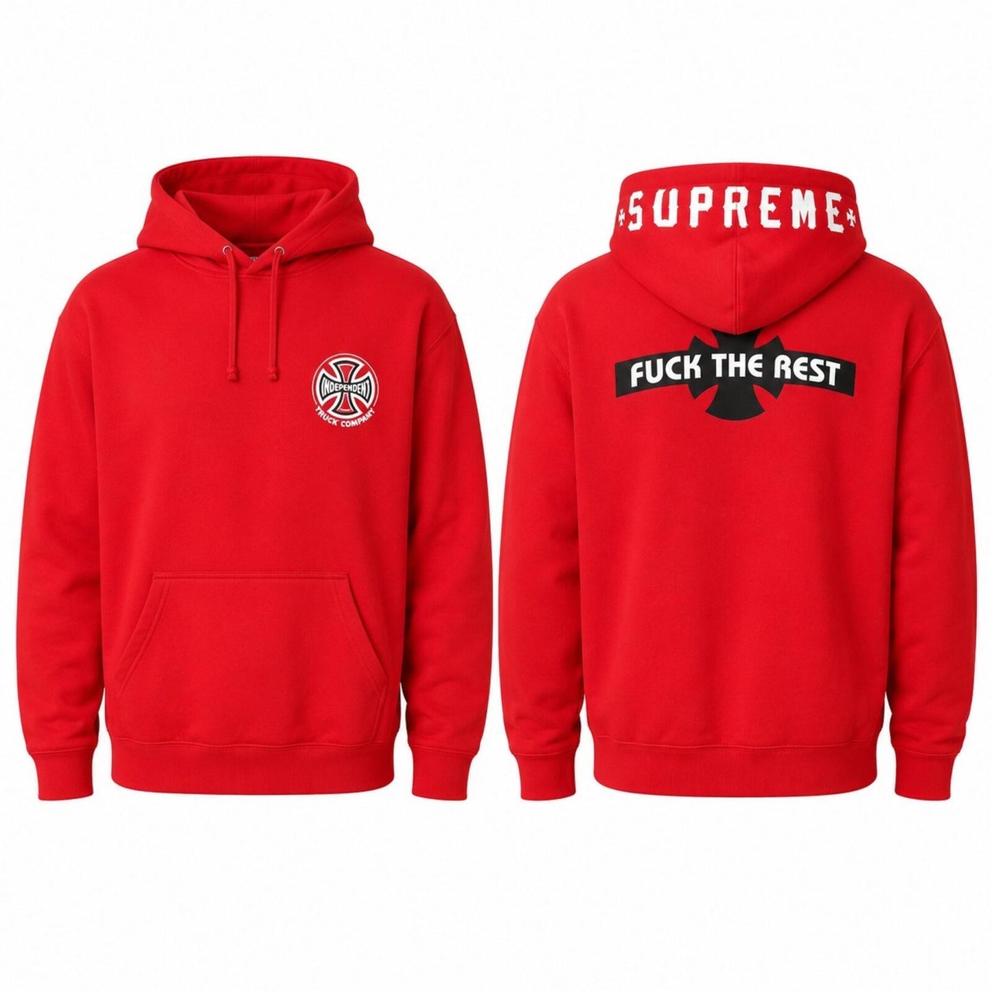 SS12 Supreme x Independent F UCK THE REST Hooded Sweatshirt Red Size XL