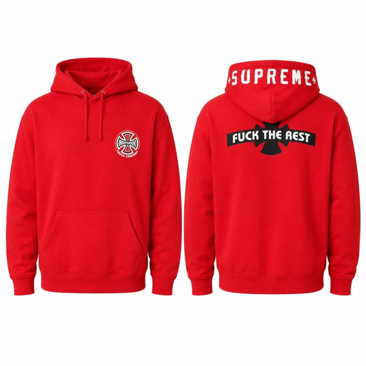 SS12 Supreme x Independent F UCK THE REST Hooded Sweatshirt Red Size XL