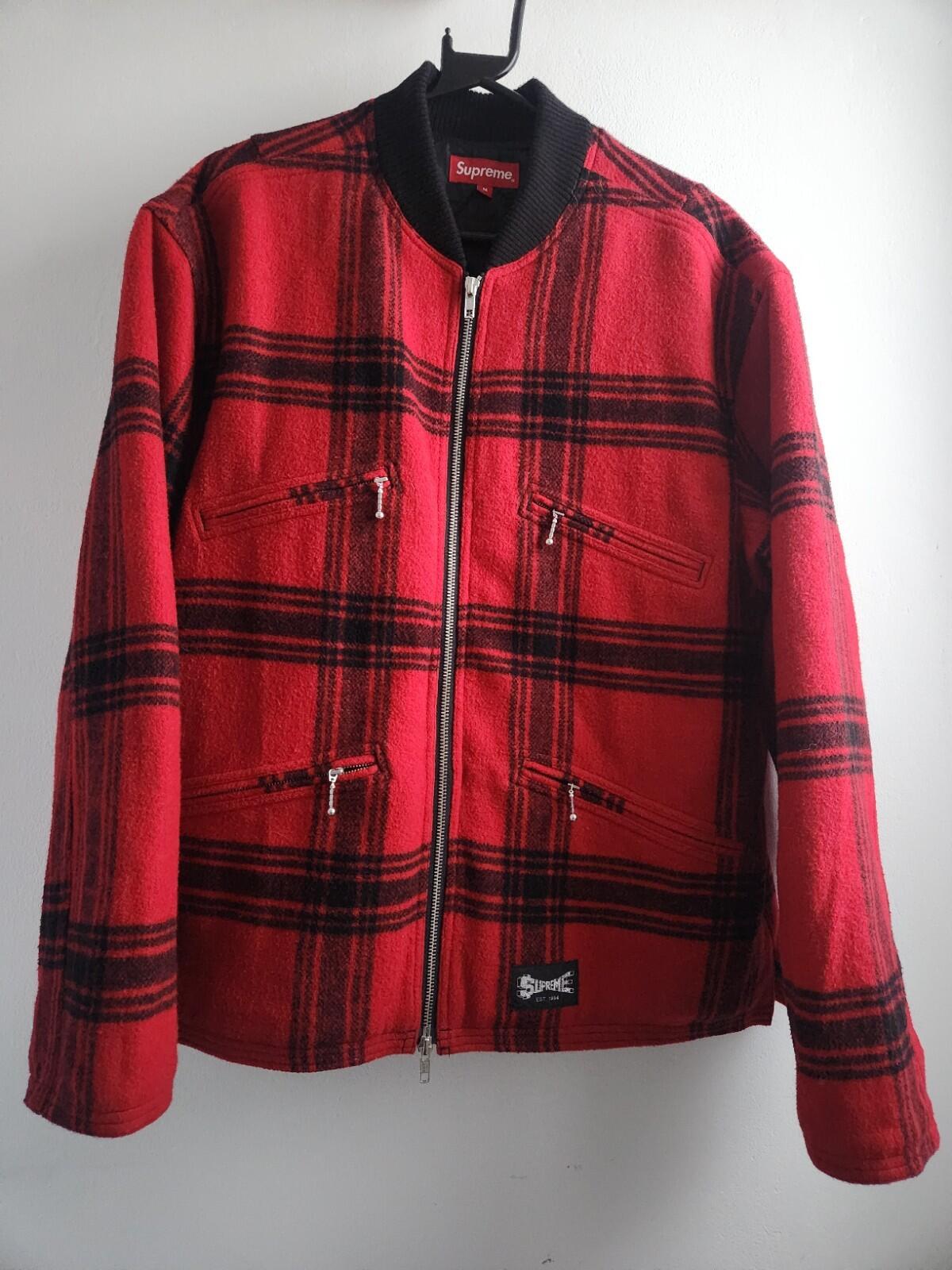SS19 Supreme Zip Car Wool Jacket Red Size M