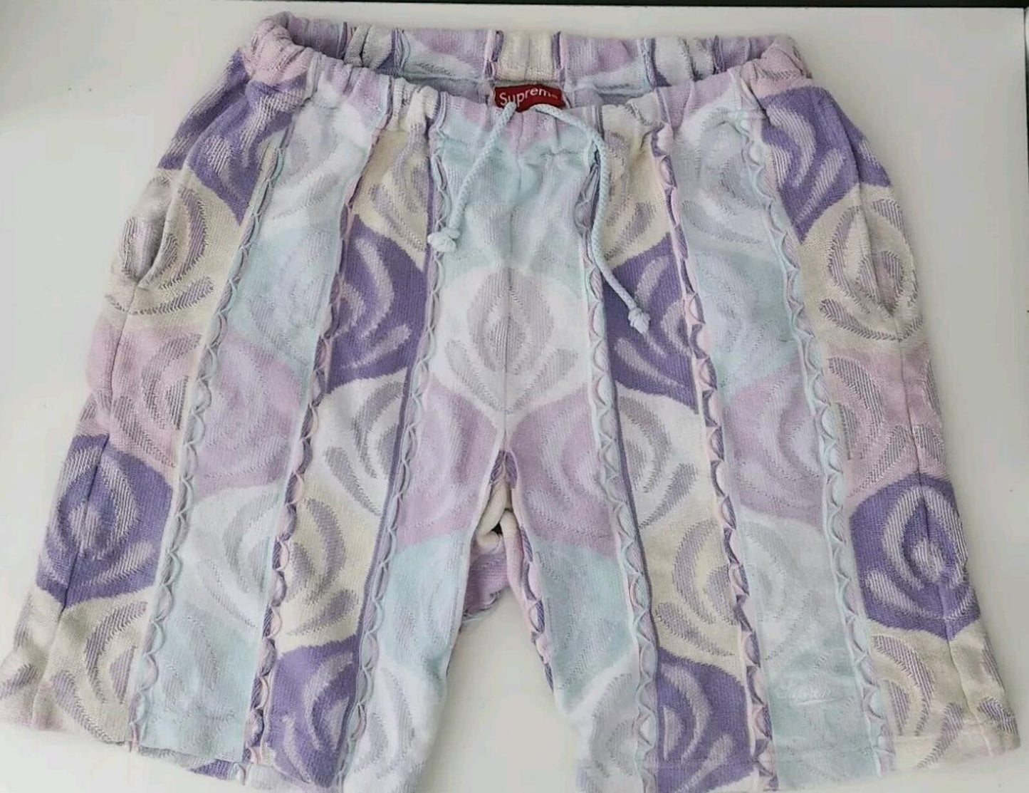 SS22 Supreme Abstract Textured Knit Short size L large Pale Blue shorts