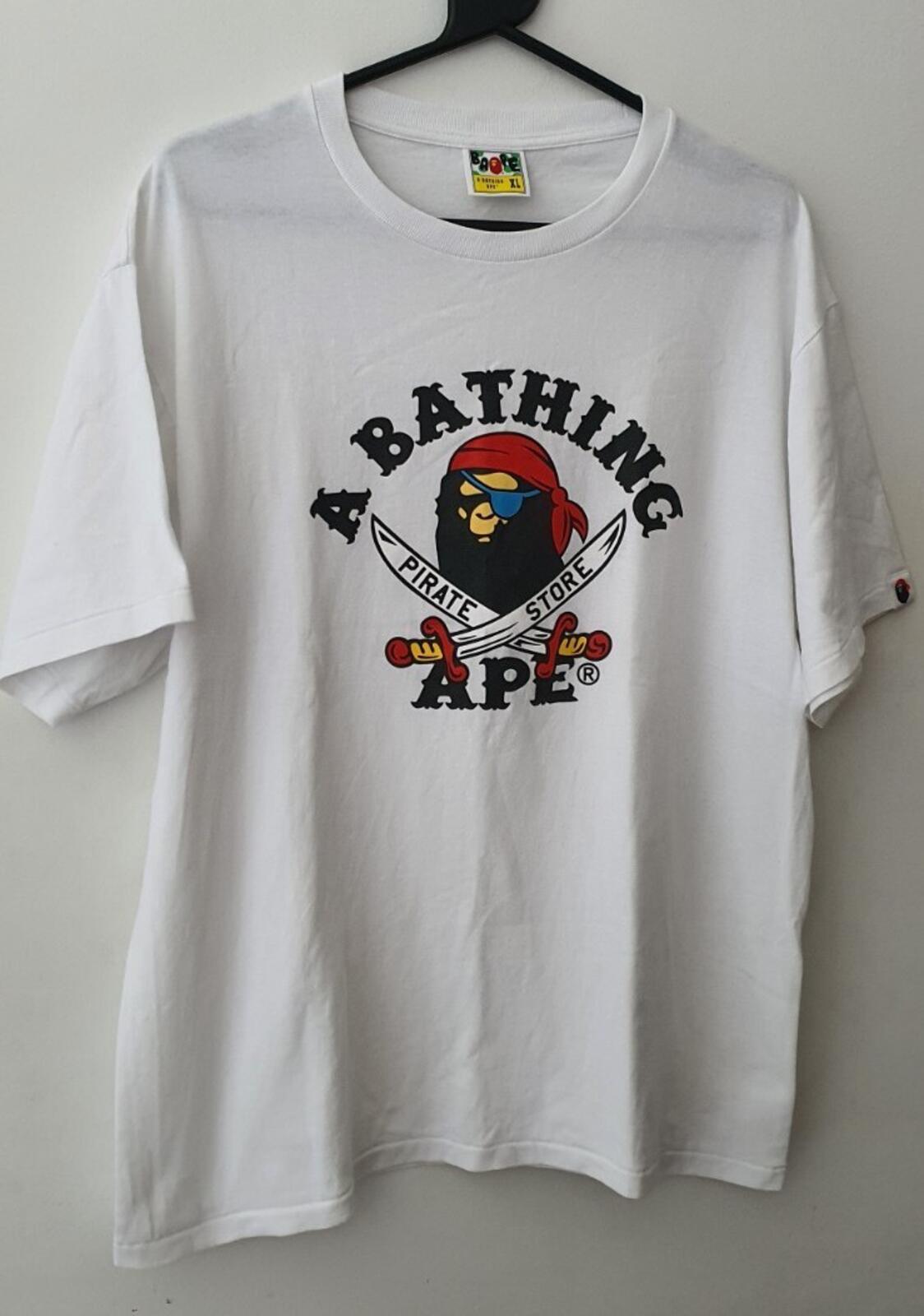 A Bathing Ape Bape Pirate store Tee Bape Head T-shirt size XL white Worn 1x