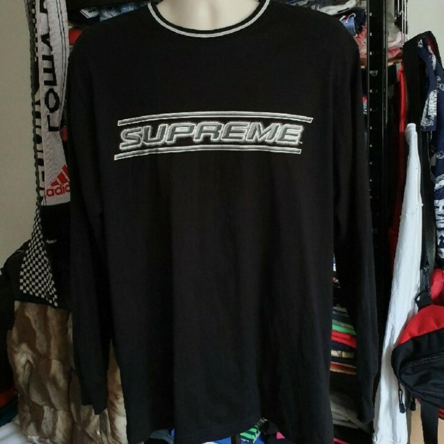 SS18 Supreme Bevel L/S Top Black Größe XL
