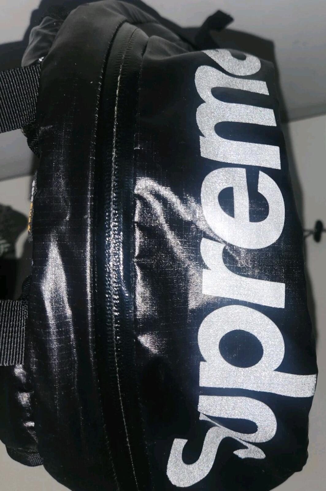 FW17 Supreme black backpack Cordura Fabric box logo Reflective text 20L Bag