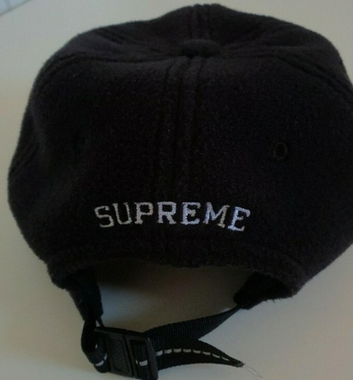 FW18 Supreme x Polartec S logo 6-panel black hat cap fleece