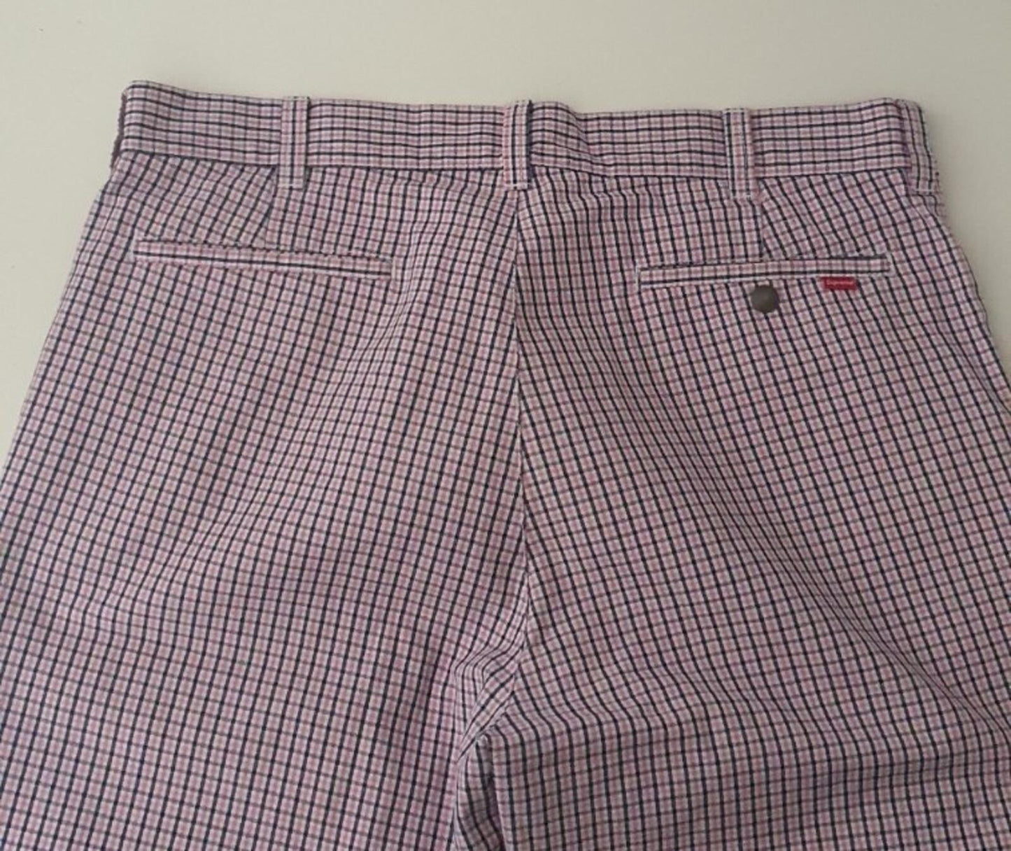 SS16 Supreme Mini Check Work Pant size 34 W34 L32 zip up trousers pants pink