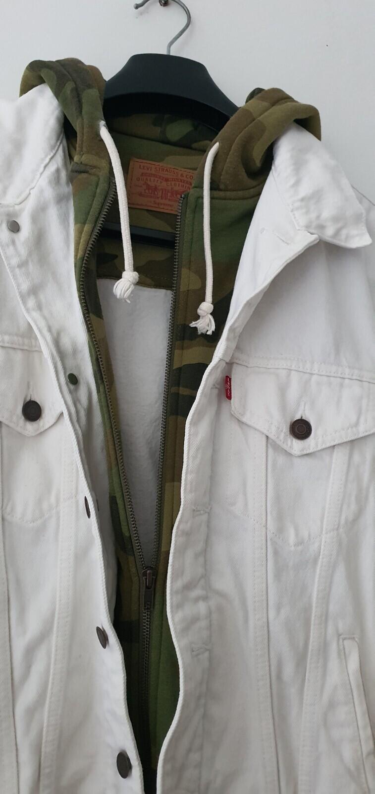 SS17 Supreme x Levis Fleece Hood trucker jacket size M medium white camo Levi's