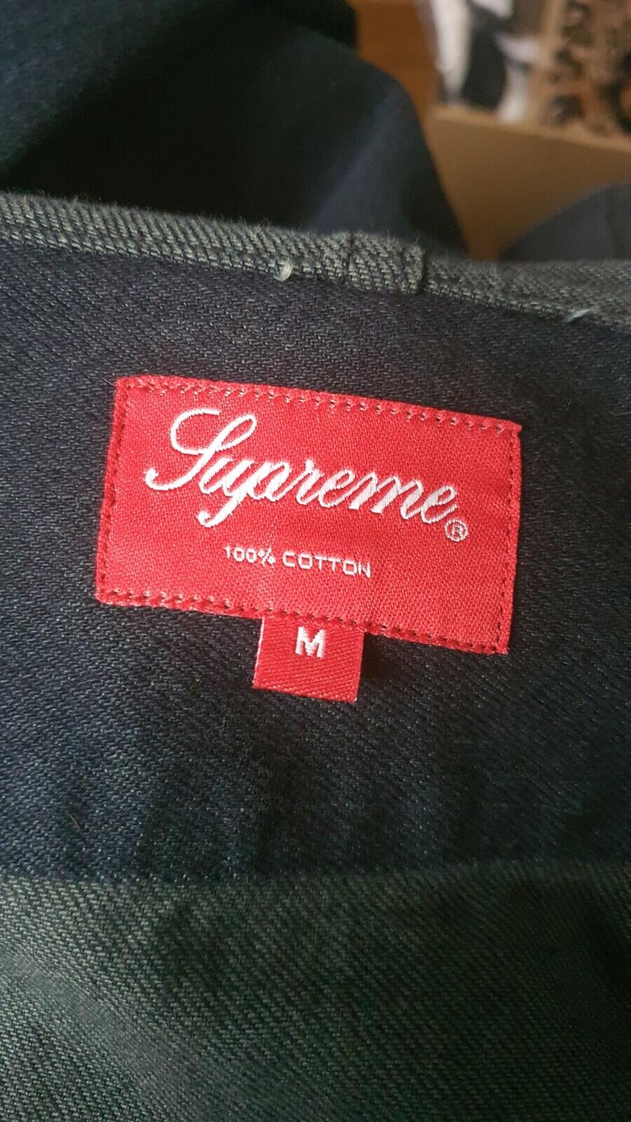 FW14 Supreme Eat The Rich Hooded Denim Shirt Indigo Größe M