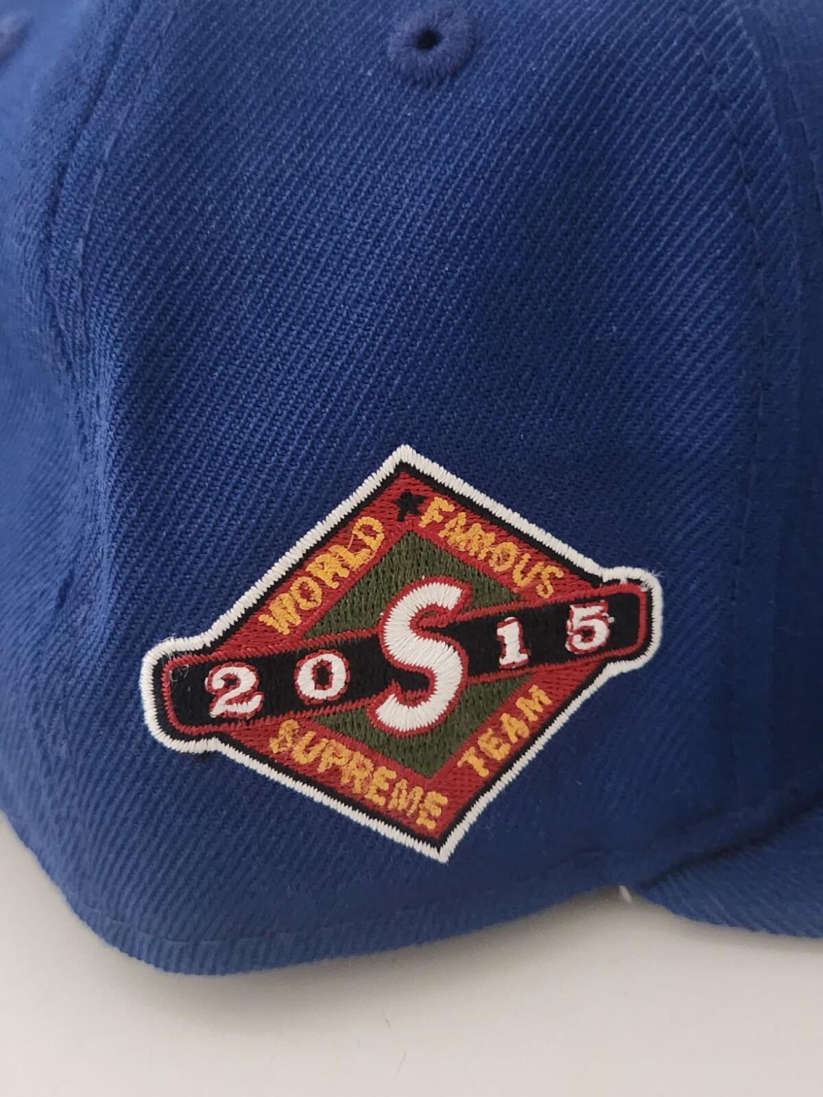 SS15 Supreme Kanji Logo New Era Size 7 3/8 Blue Wool Cap Vintage hat 2015