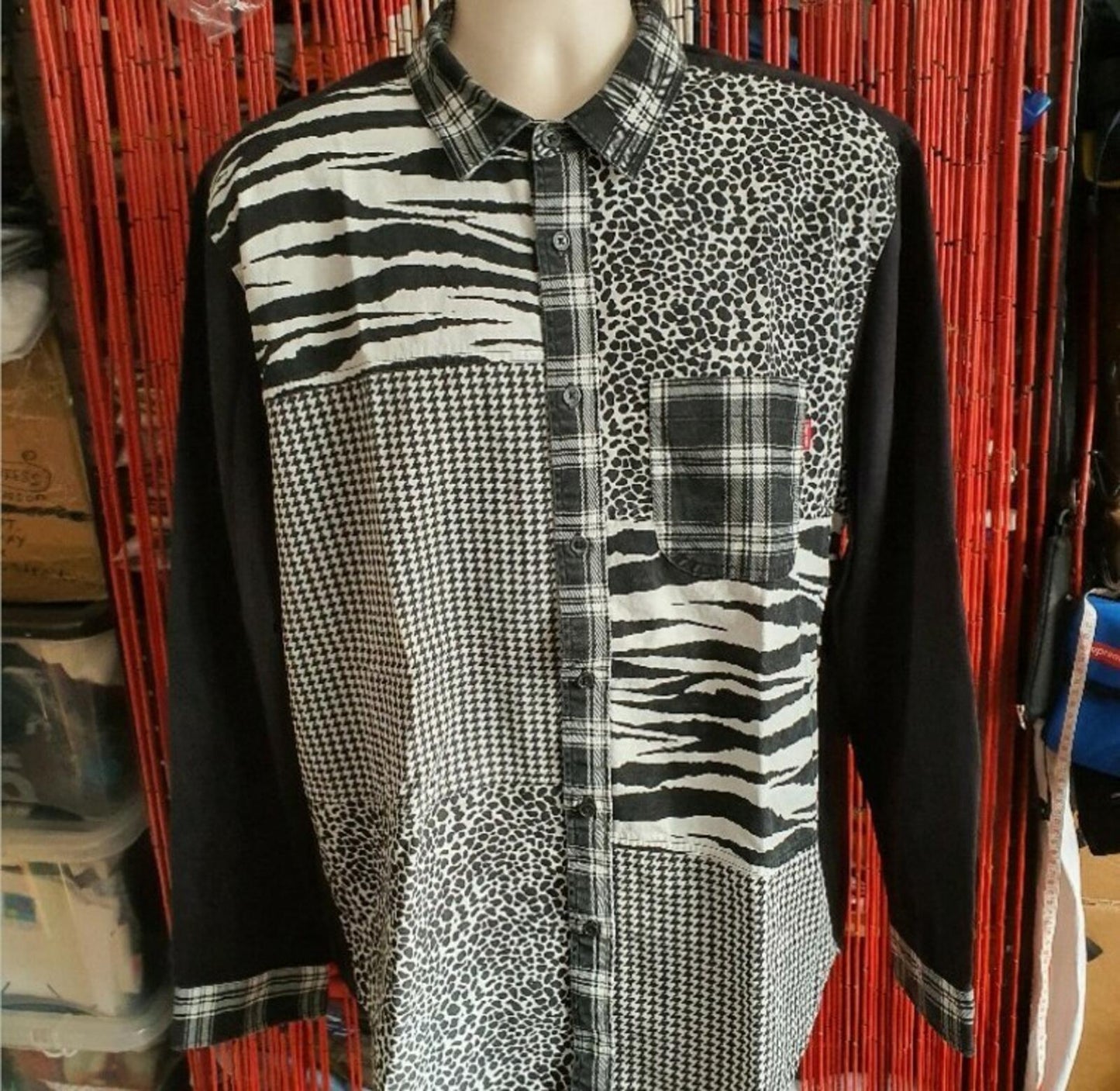 FW16 Supreme Animal Patchwork Twill Shirt Size XL