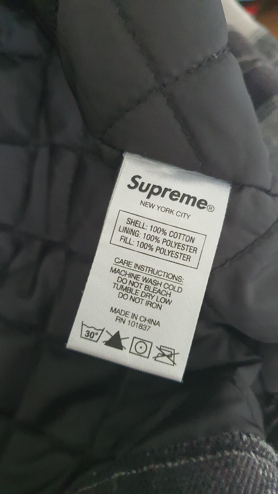 FW19 Supreme Quilted Hooded Plaid Shirt Black Size XL