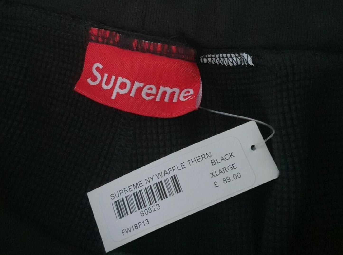 FW18 Supreme NY Waffle Thermal black pant size XL pants trousers New with tag