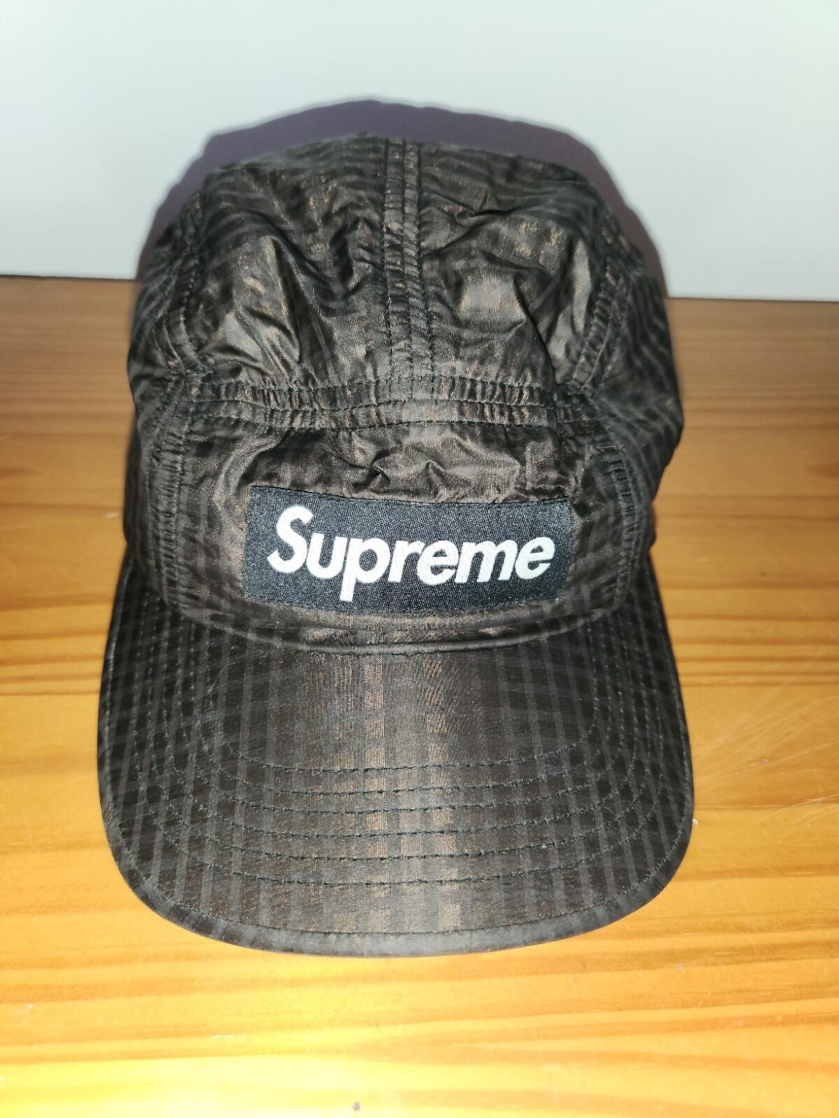 SS21 Supreme Metallic Check Camp Cap Black