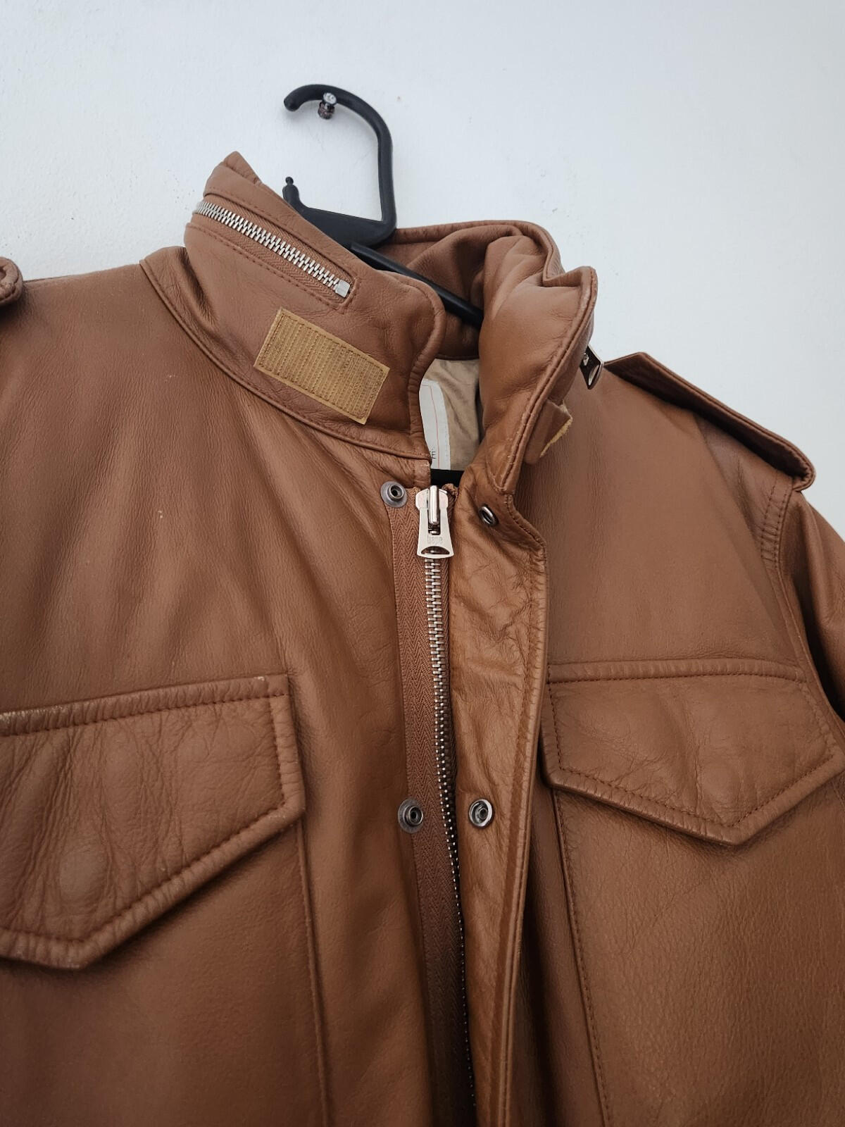 A BATHING APE Leather 90's M-65 jacket Brown Vintage Bape Cowhide Size L Large
