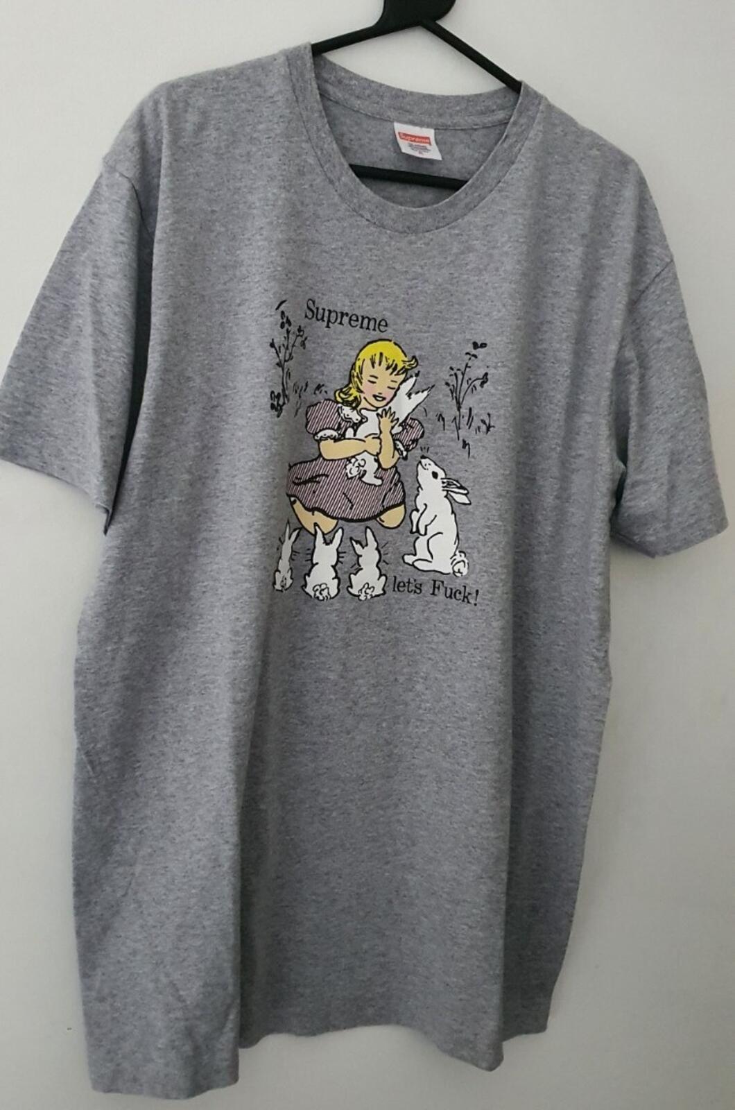 SS16 Supreme LET'S FUC K grey tee size XL T-shirt rabbits Worn 1x