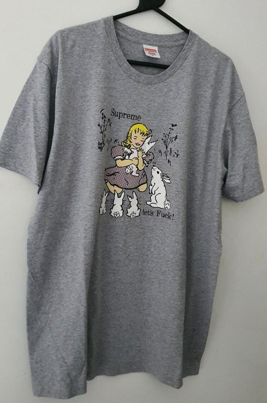 SS16 Supreme LET'S FUC K graues T-Shirt Größe XL T-Shirt Hasen 1x getragen