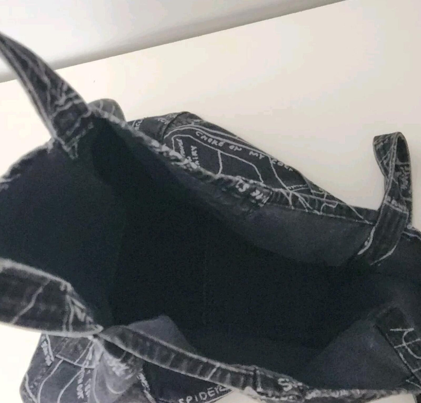 SS19 Supreme Gonz Map Denim Tote Cotton Artwork By Mark Gonzales Black Bag