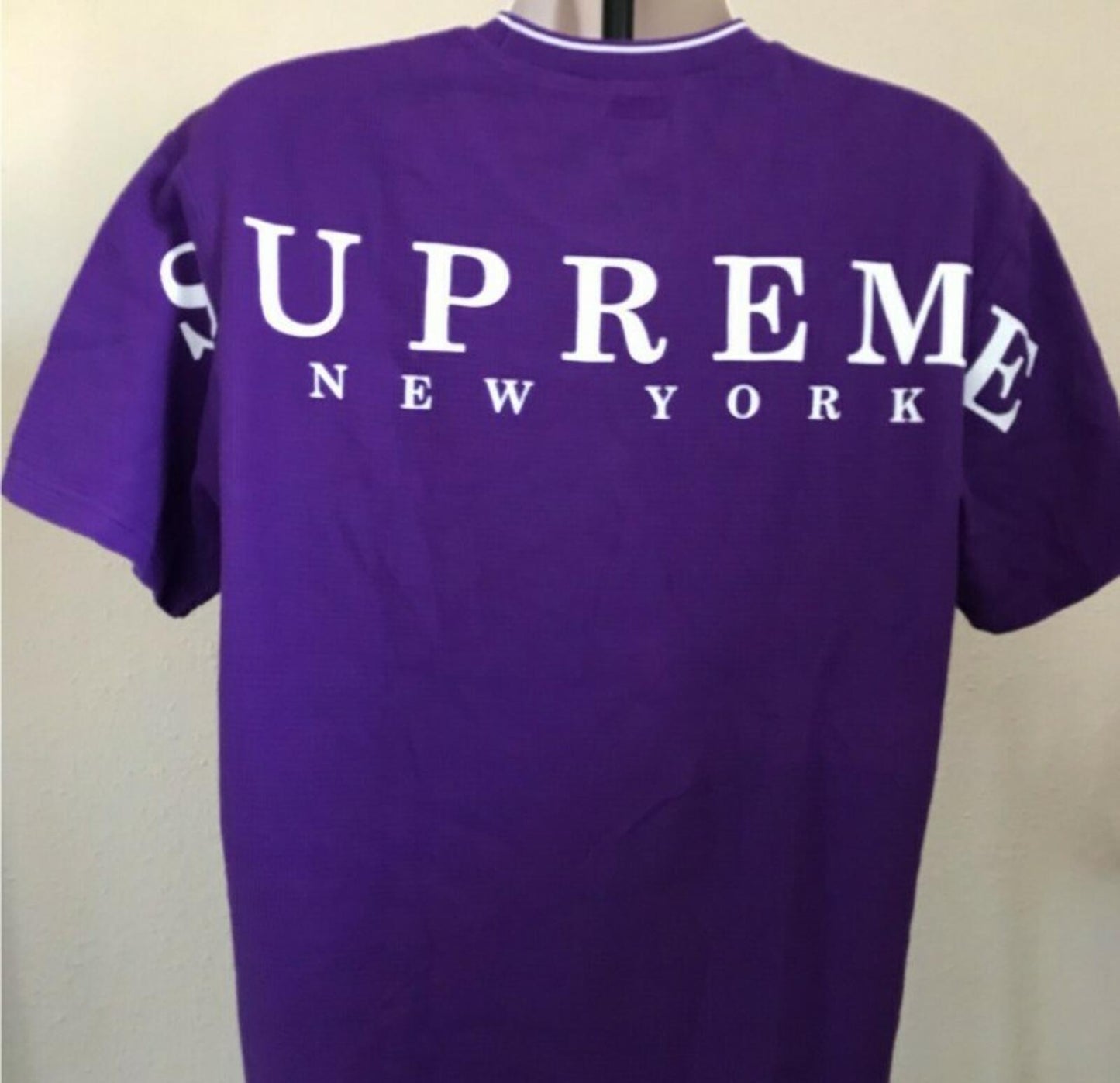 SS19 Supreme Stripe Rib Waffle Top Purple Tee Size M