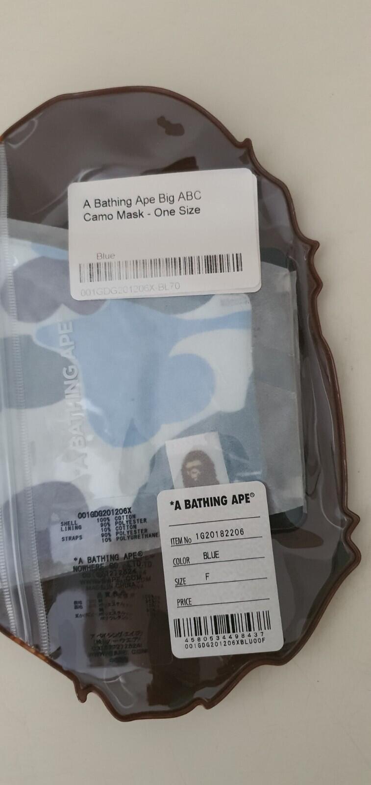 A BATHING APE Big ABC camo face mask cotton blue camouflage BAPE RRP £55