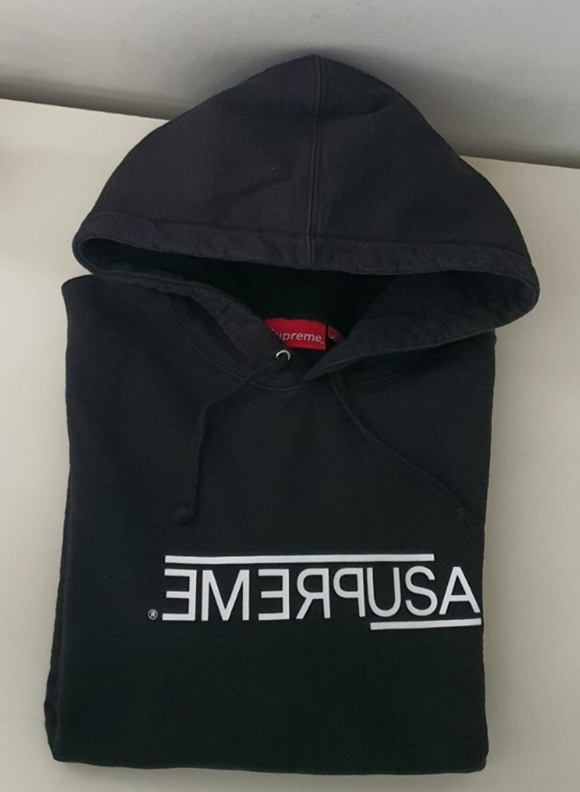 FW21 Supreme USA Hooded Sweatshirt black hoodie size L large