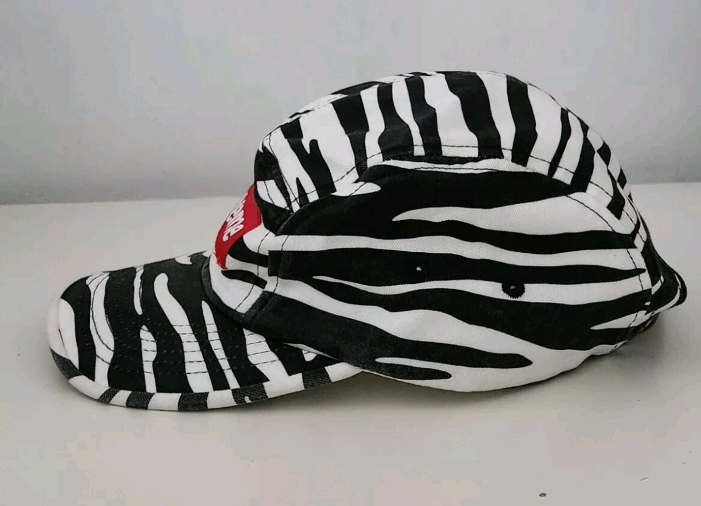 FW22 Supreme Washed Chino Twill Camp Cap Zebra Leather Strap Hat