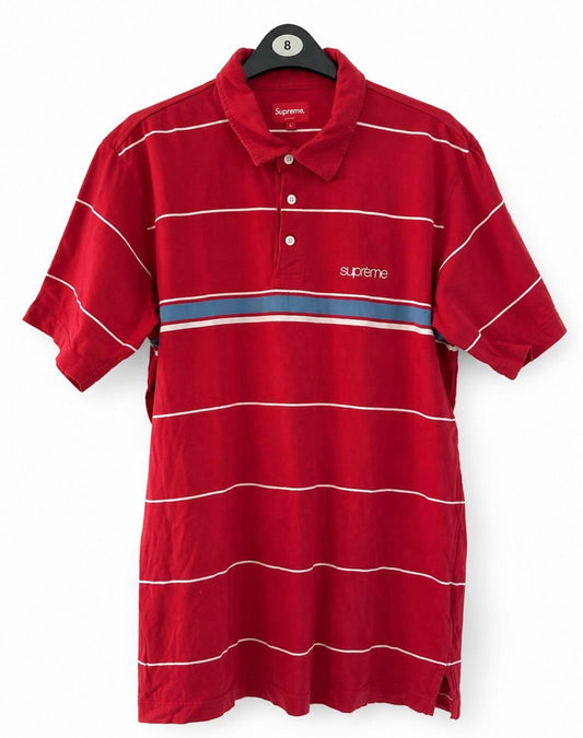 Polo Supreme Classic Logo Rayas Rojo Talla L SS16