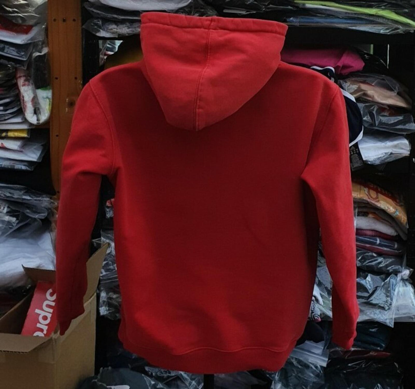 FW15 Supreme x Champion Hooded Sweatshirt Red Size M