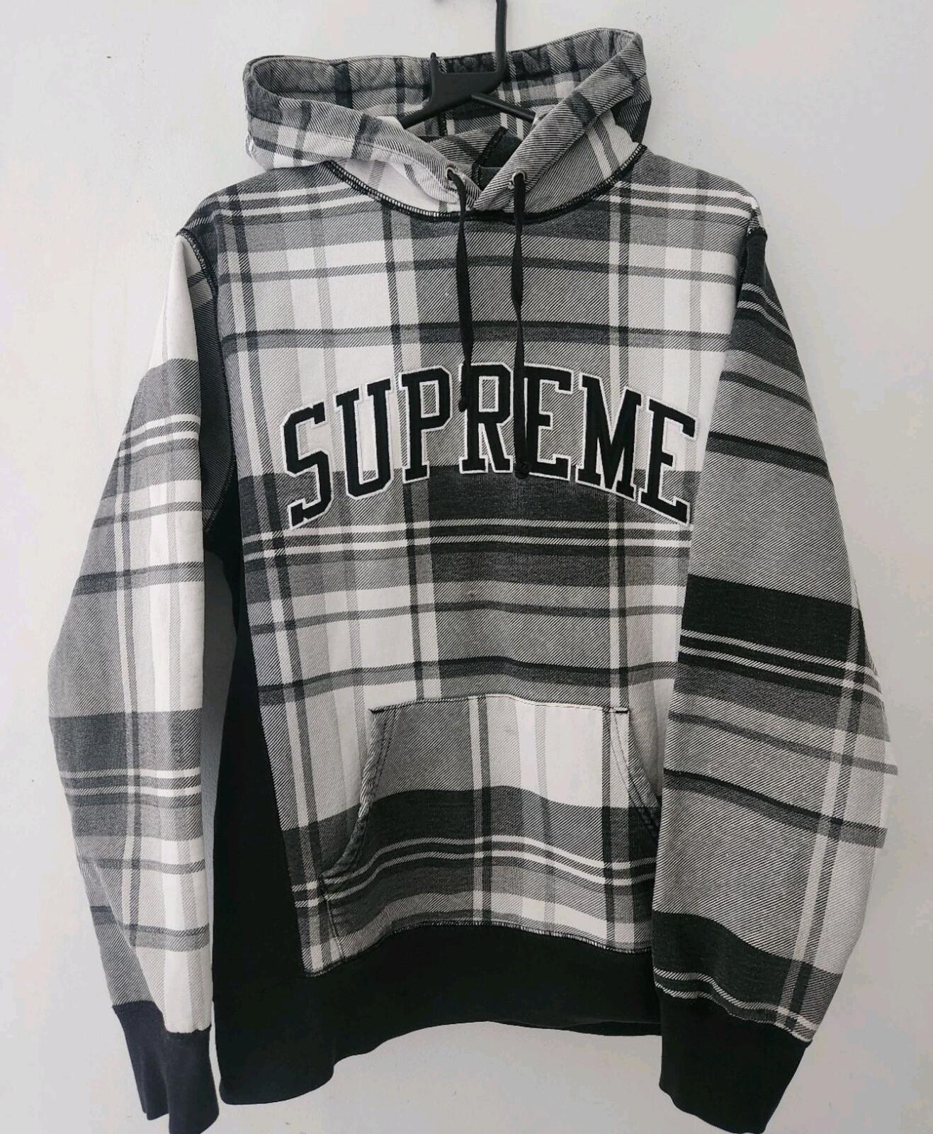 FW14 Supreme Plaid Pullover Size M Medium Rare Vintage Hooded Sweatshirt Hoodie