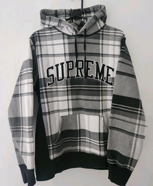 FW14 Supreme Plaid Pullover Size M Medium Rare Vintage Hooded Sweatshirt Hoodie