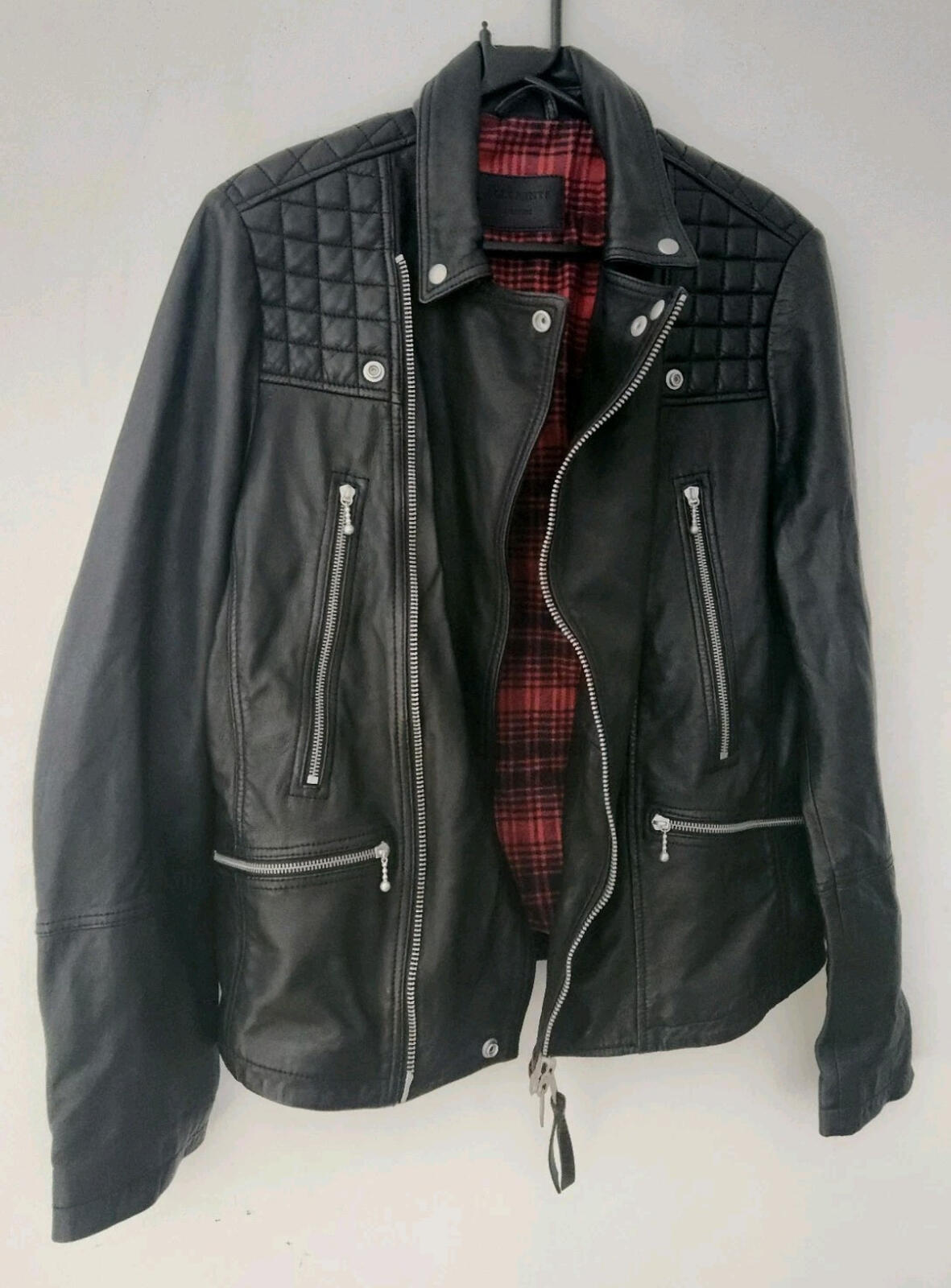 ALL SAINTS Rango biker jacket size £375 medium lamb leather