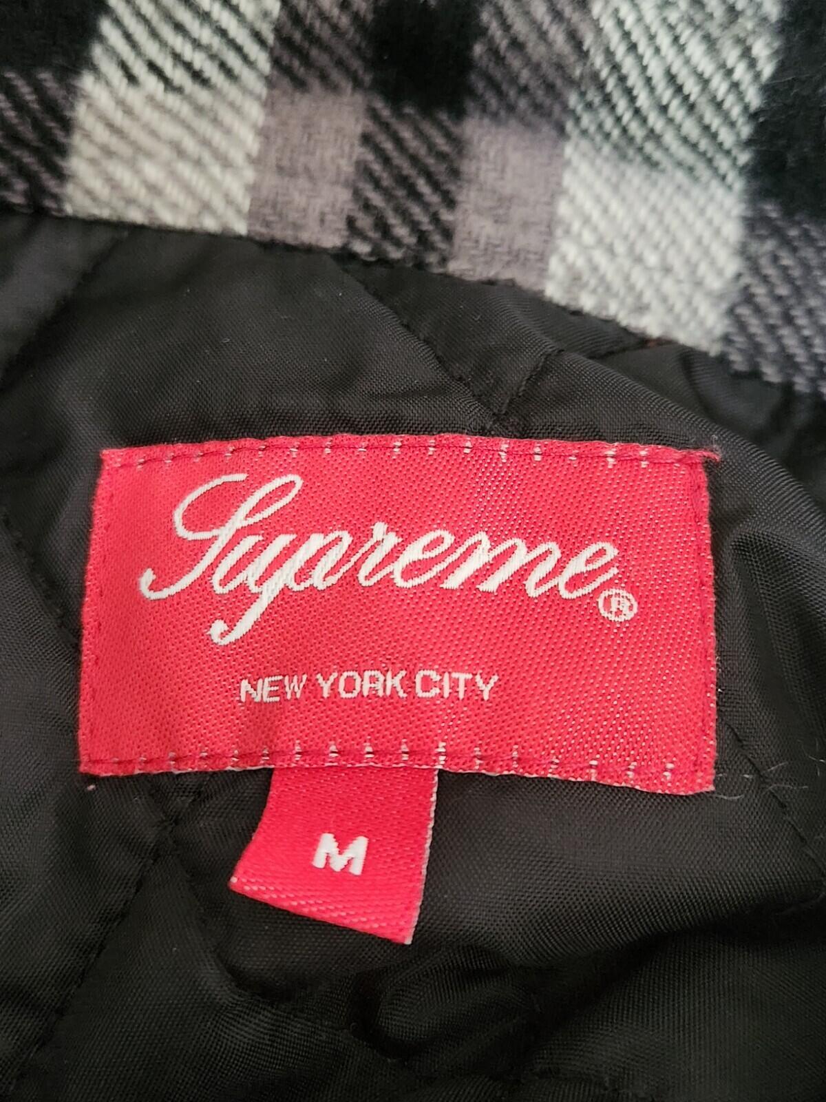 FW17 Supreme Quilted Arc Logo Flannel Shirt Black Size M