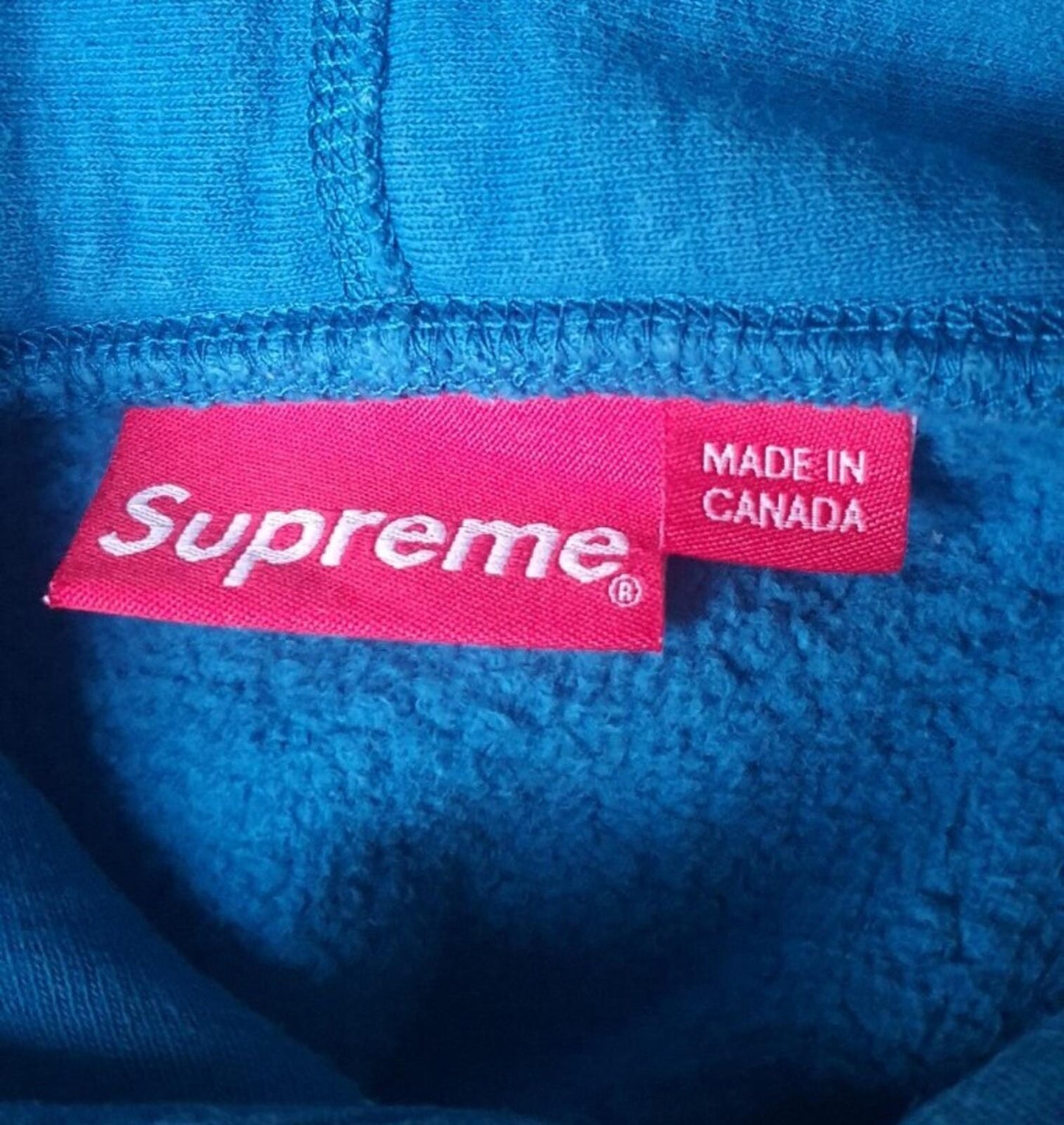 SS18 Supreme Sleeve Embroidery Hooded Sweatshirt Aqua Size M
