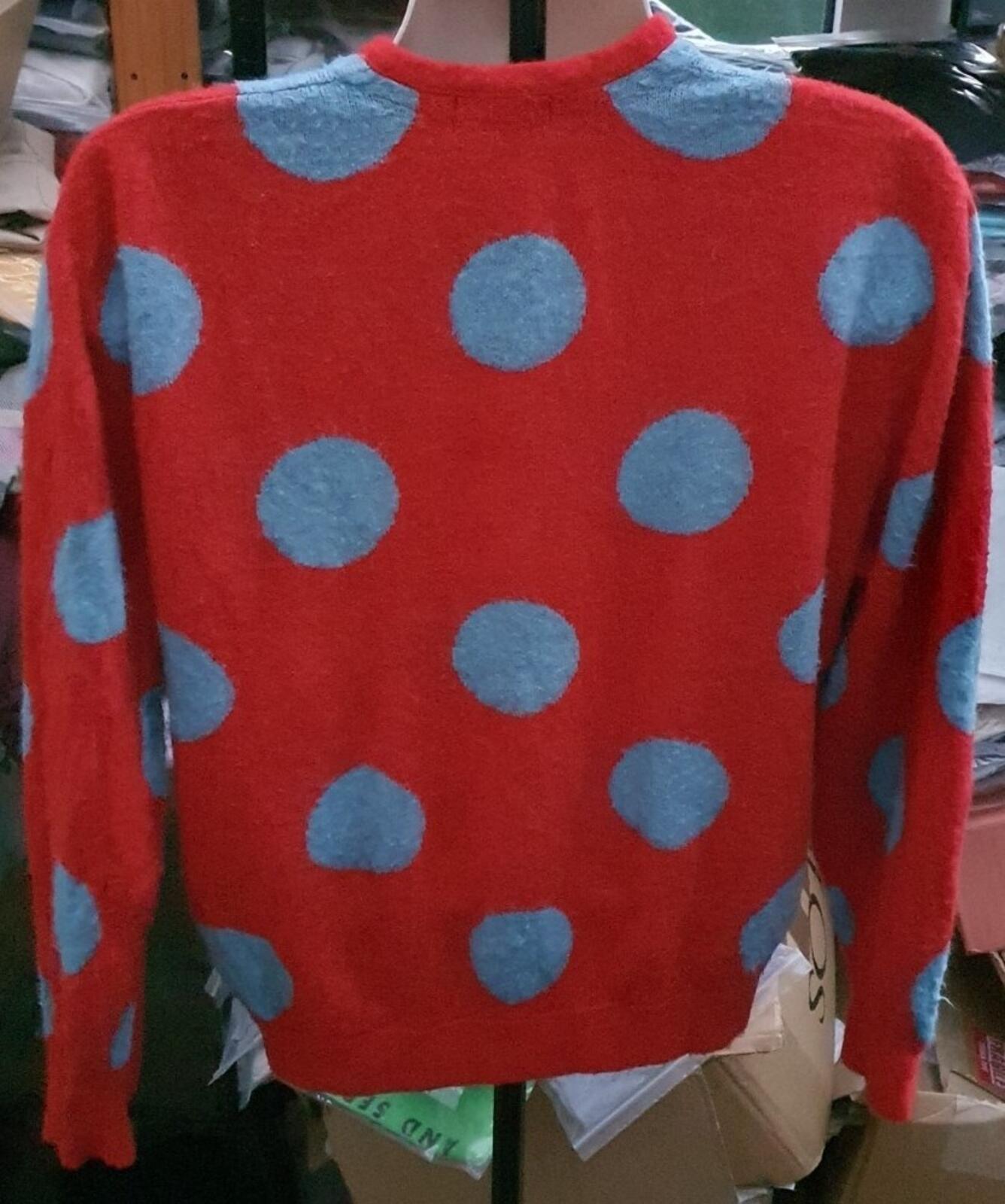 SS20 Supreme Brushed Polka Dot Cardigan Größe S kleiner roter Pullover Acryl Jumper