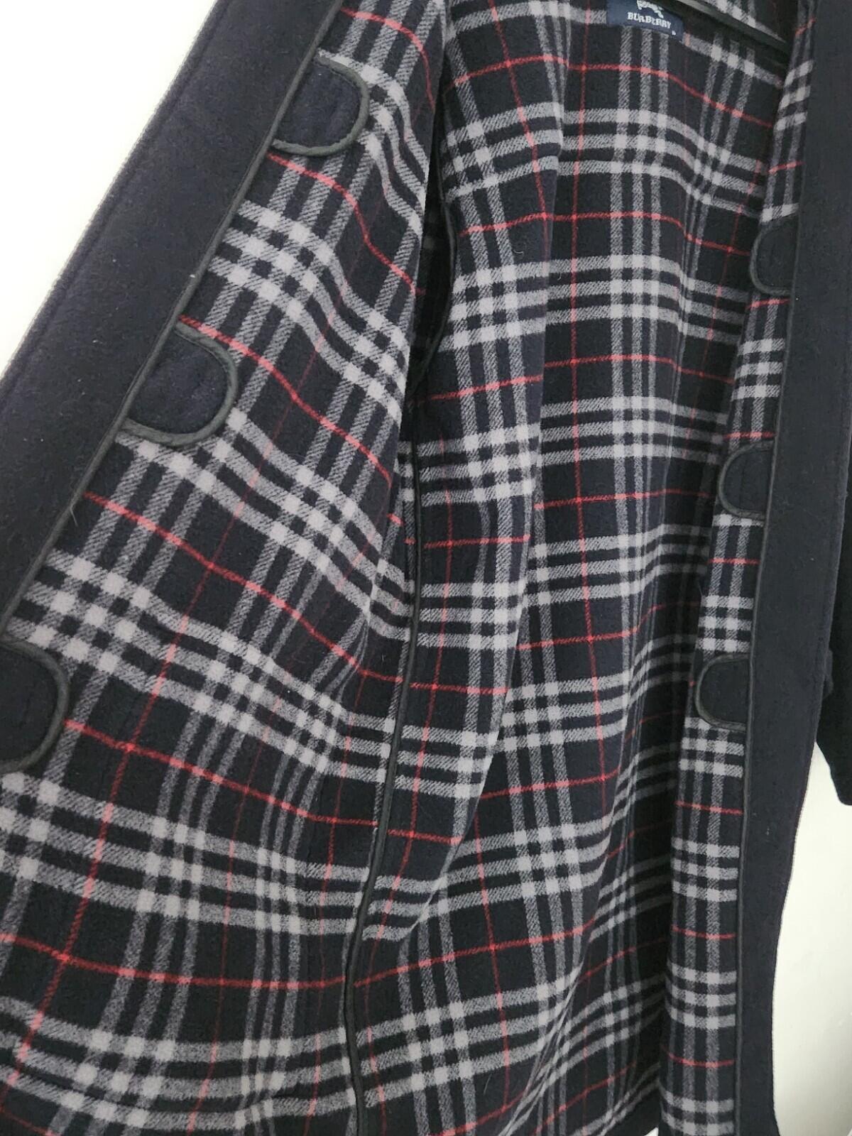 Burberry Duffle Wool Hooded Coat Navy Tartan Size Boys 14Y Fits Mens M Medium