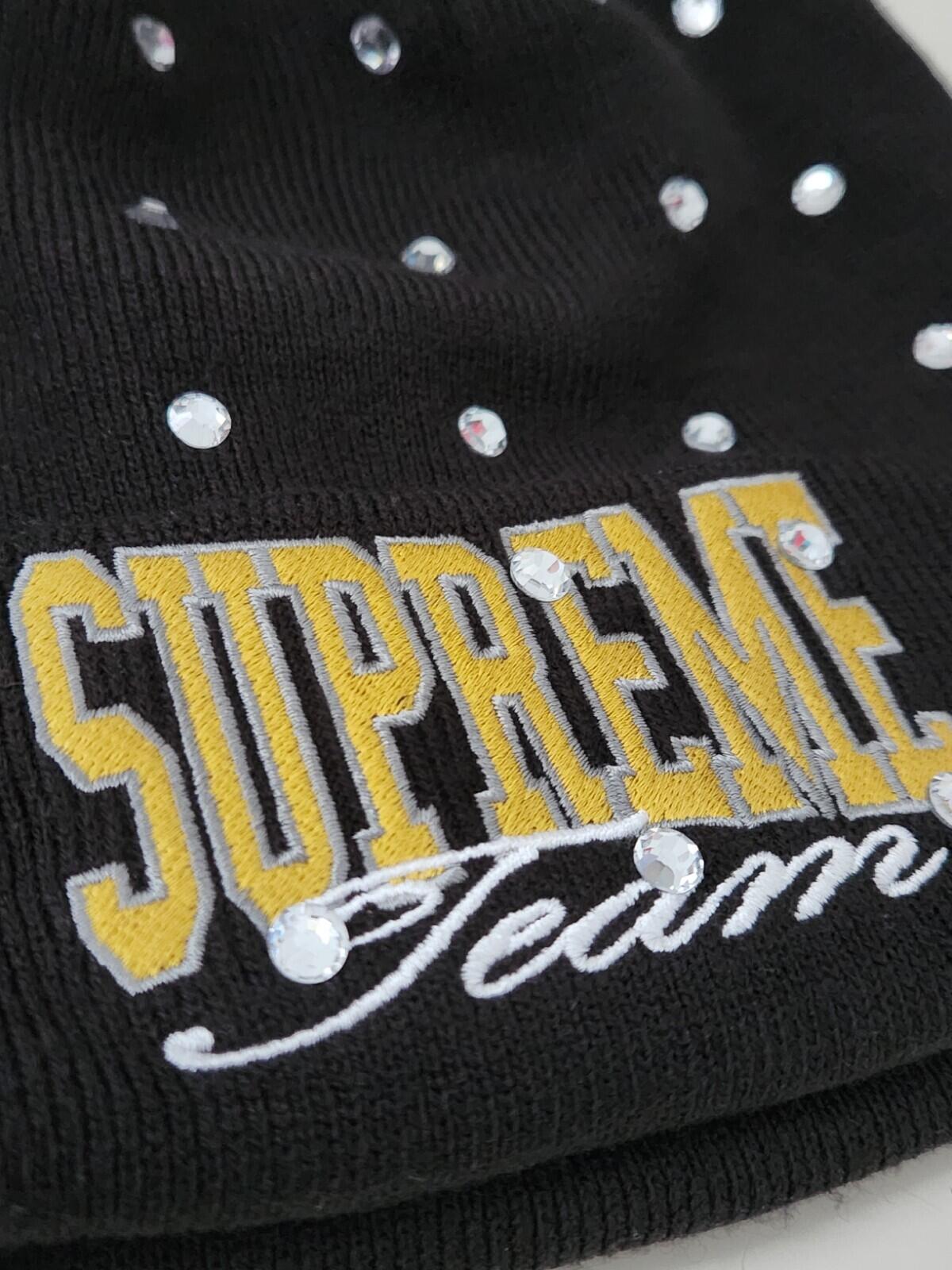 FW21 Supreme x New Era Rhinestone Beanie Black Hat