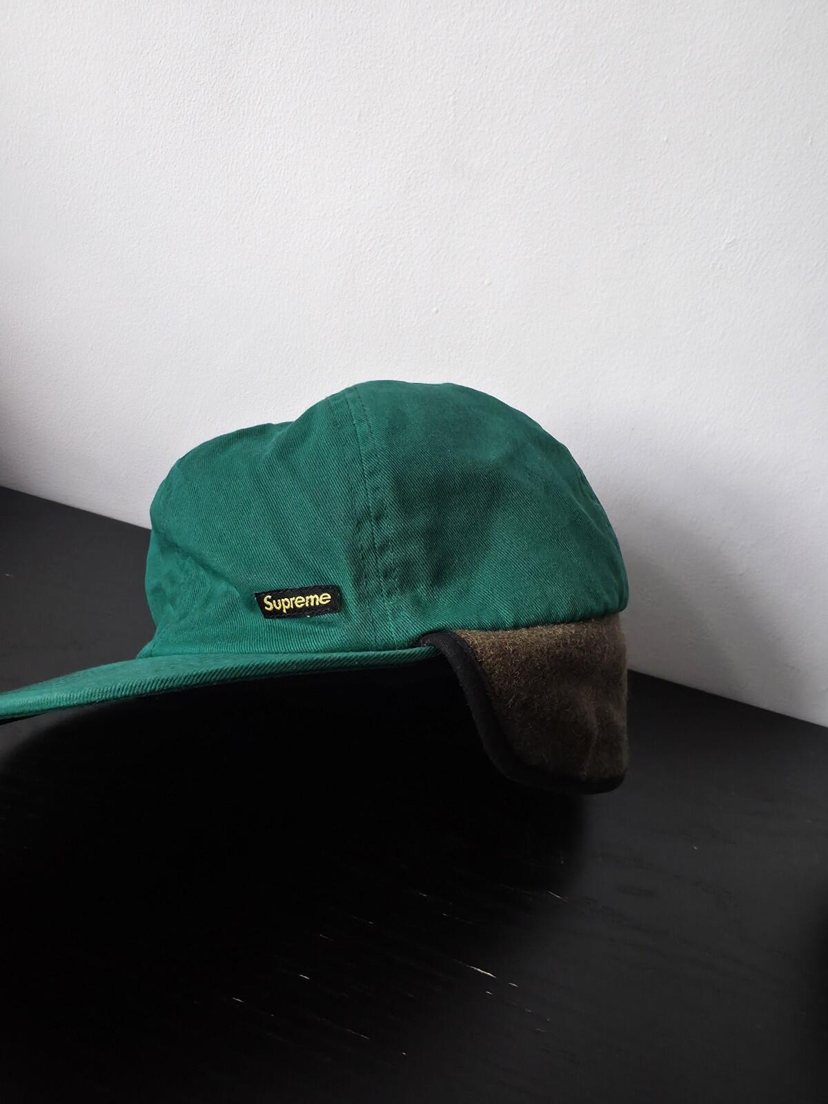 FW12 Supreme Waxed Ear Flap Cap Green Size S/M