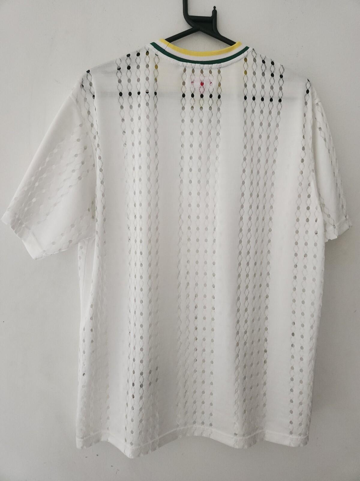 SS22 Supreme Perforated Stripe Warm Up Top Kurzarm-Oberteil M T-Shirt weißes T-Shirt Jersey