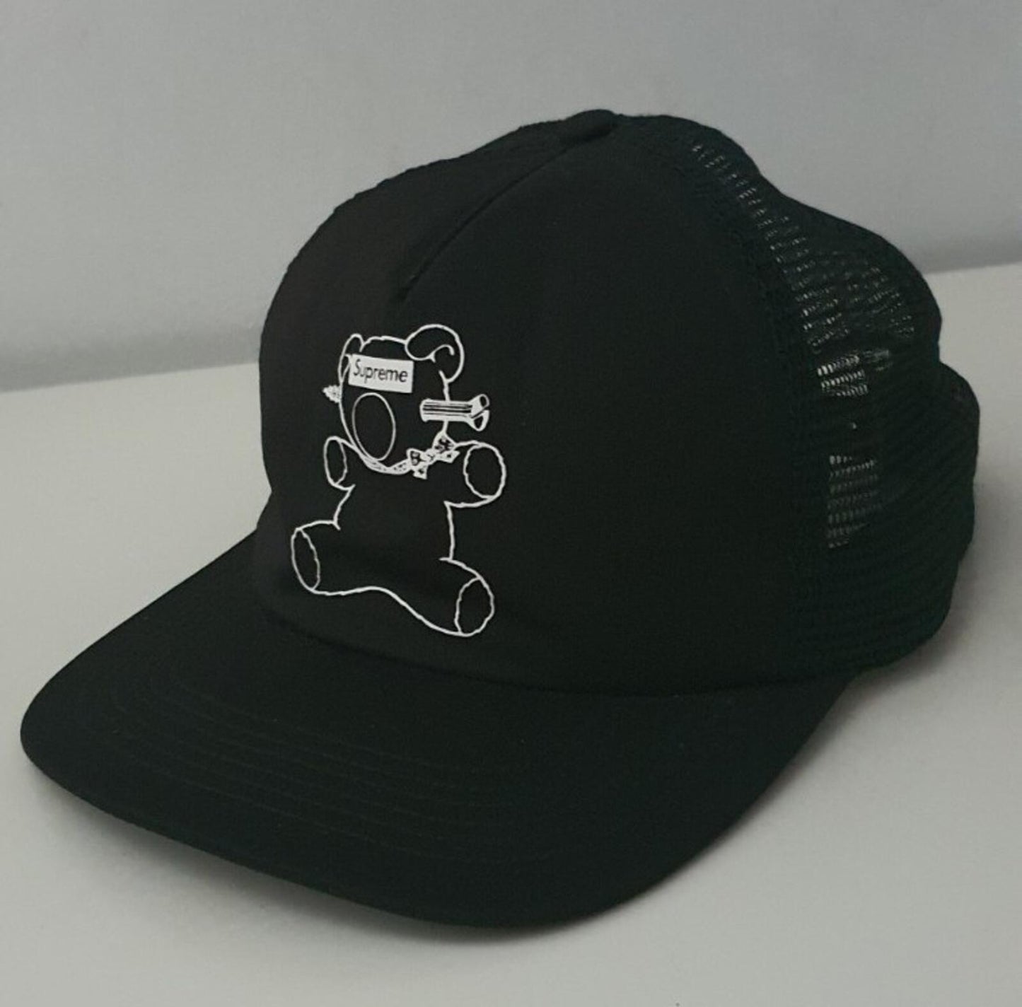 SS15 Supreme x Undercover Mesh Back 5-panel Black Cap Hat Teddy Bear Rare